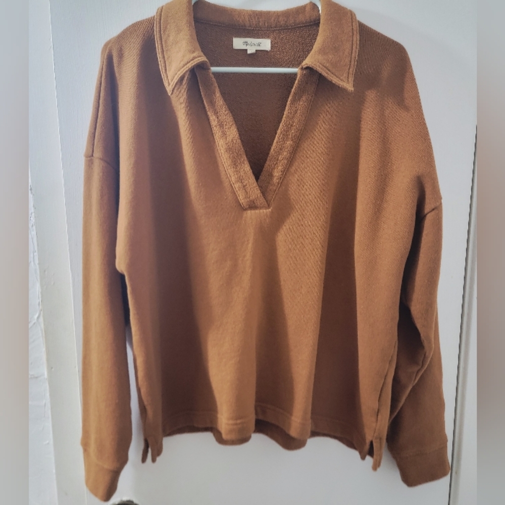 Madewell Beautiful Brown Collared Oversize Sweater Size Small